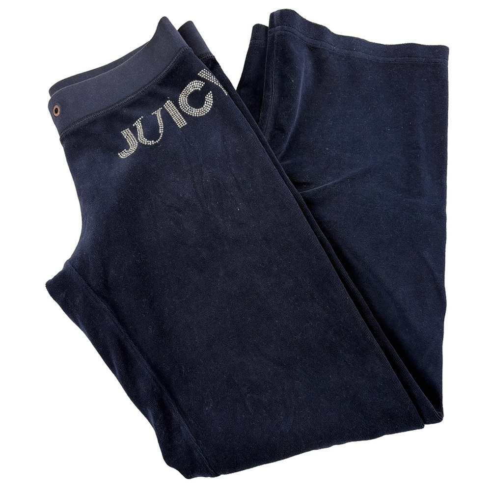 Vintage Juicy Couture Velour Track Pants | Y2K Rhinestone Logo | Size P